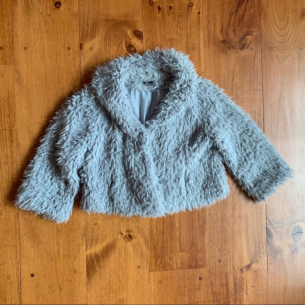 Cropped fur jacket - bluish/gray